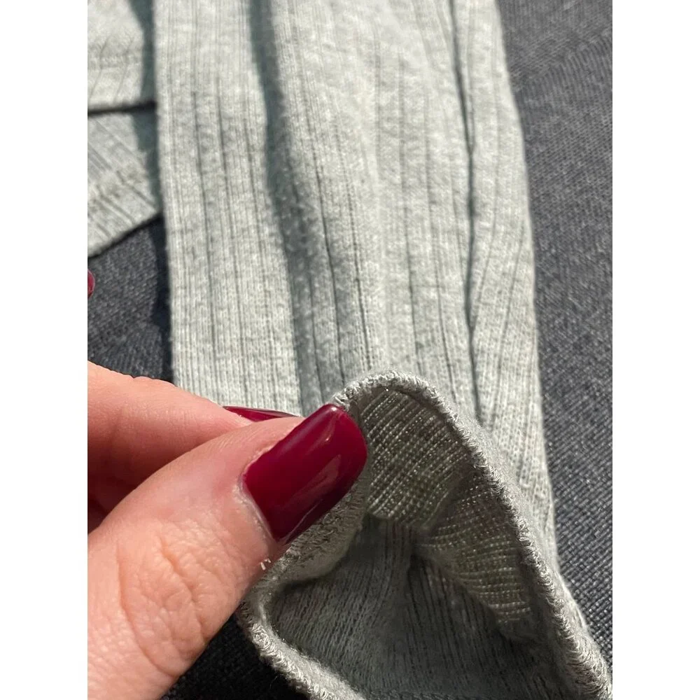 Wild Fable Gray Ribbed Ruched Drawstring Long Sleeve Crop Top M - Picture 5 of 8